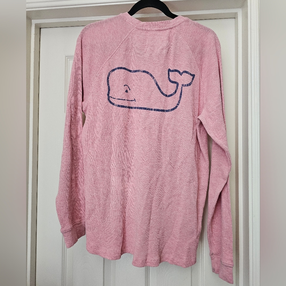 Vineyard Vines pink waffle knit thermal long sleeve top, women's SMALL